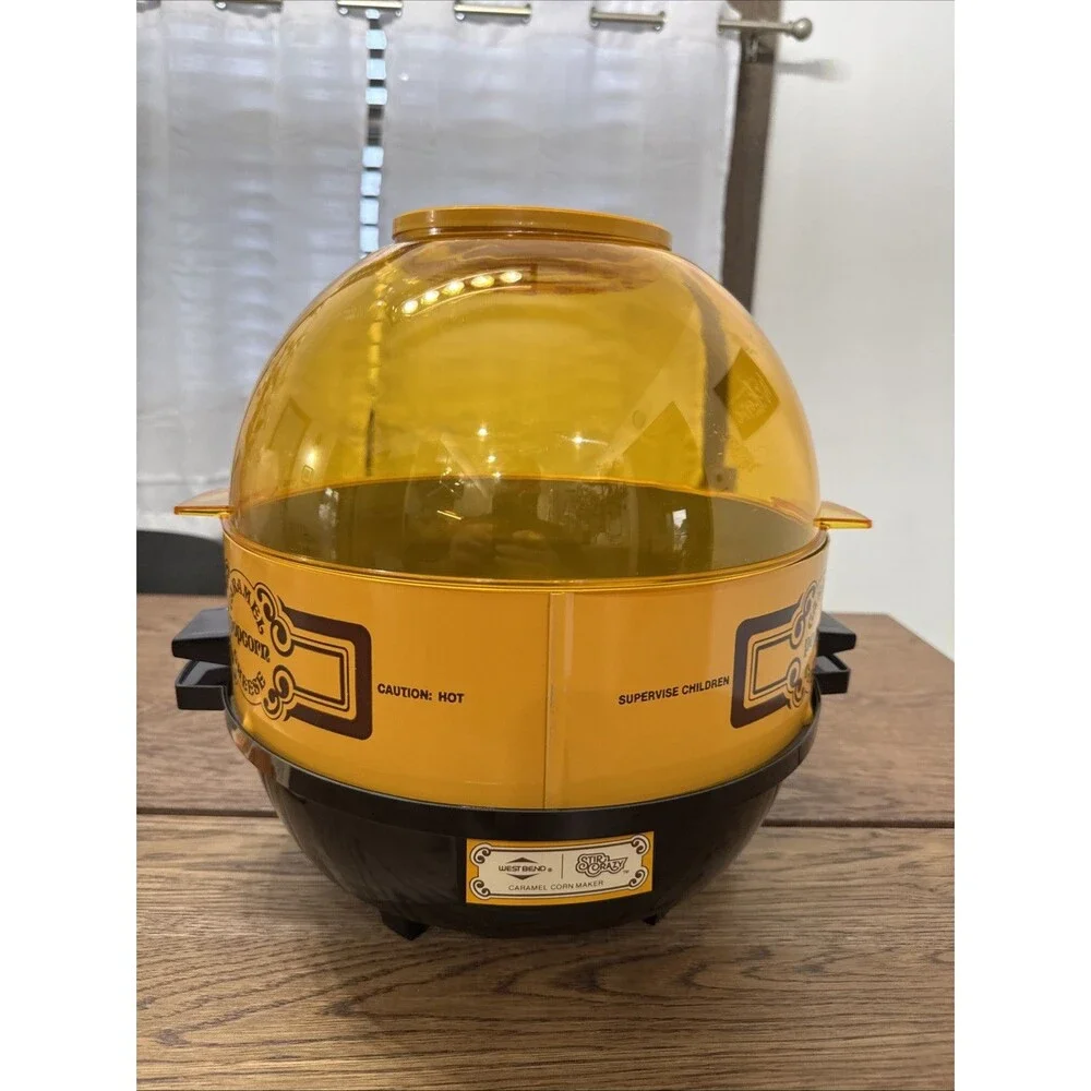 Vintage West Bend Stir Crazy Popcorn Corn Popper w/ Amber Dome New